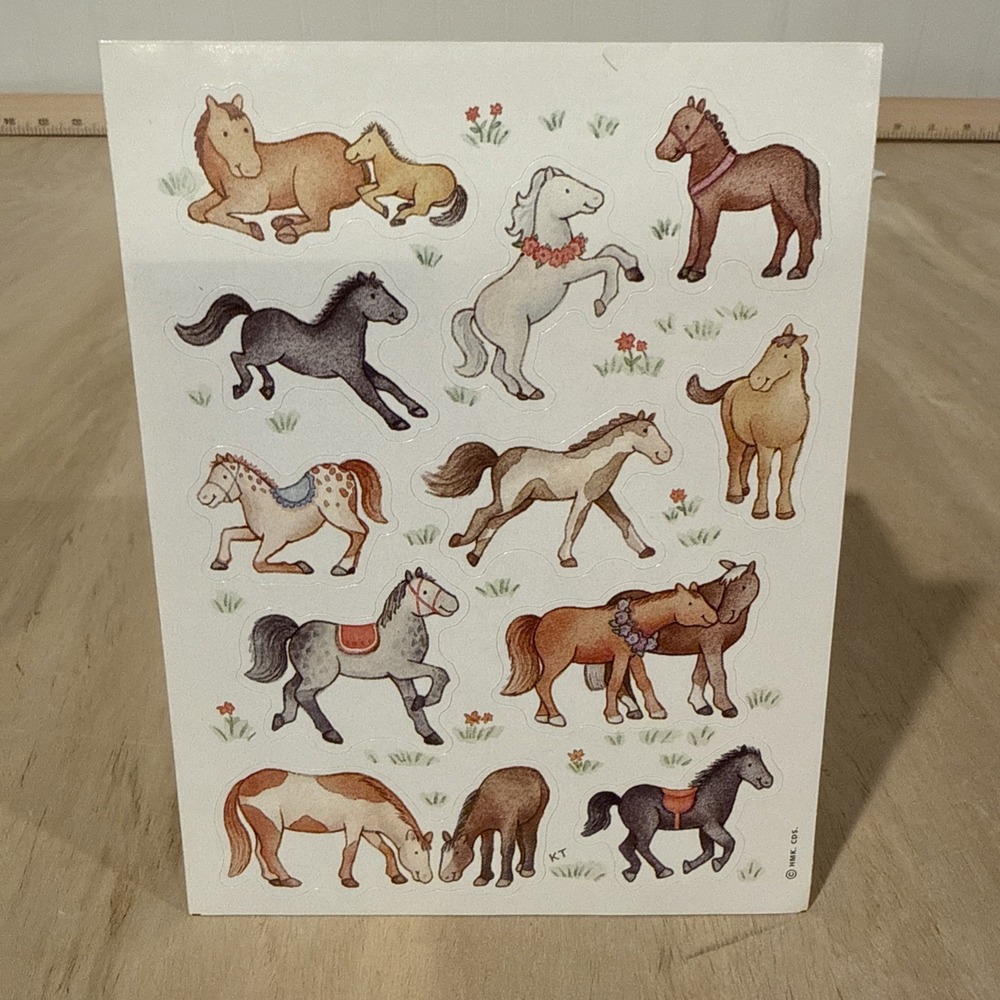 Vintage Hallmark Cards Horse Sticker Sheets Kids Cartoon Pet Animal Equine Art